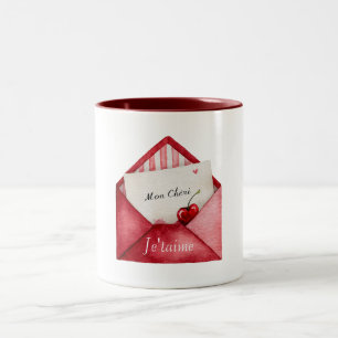 Mon Cheri (my darling) Je'taime (I love you) Two-Tone Coffee Mug