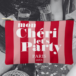 Mon Cherie Let's Party Cherry Red Bold Stripe Accessory Pouch