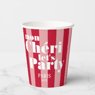 Mon Cherie Let's Party Cherry Red Bold Stripe Paper Cups