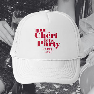 Mon Cherie Let's Party Cherry Red Bold  Trucker Hat