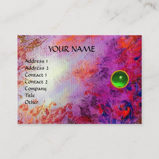 MON EMERALD AGATA ,bright  violet green gold Business Card (Front)
