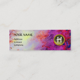 MON MONOGRAM bright fuchsia purple grey Mini Business Card