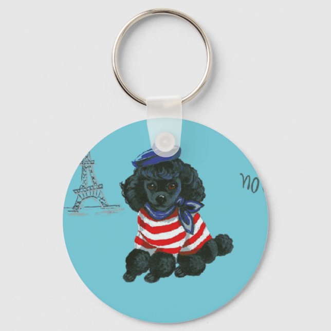 Mon Petit Chou Chou Black Poodle Puppy Key Ring (Front)