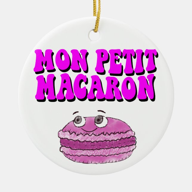 Mon Petit Macaron Retro Groovy Text Ceramic Tree Decoration (Front)