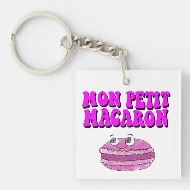 Mon Petit Macaron Retro Groovy Text Key Ring (Front)