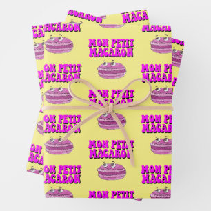 Mon Petit Macaron Retro Groovy Text Wrapping Paper Sheet