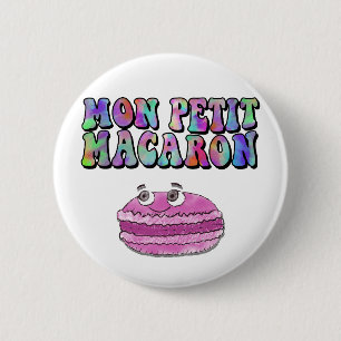 Mon Petit Macaron Retro Tie Dye Groovy Text 6 Cm Round Badge