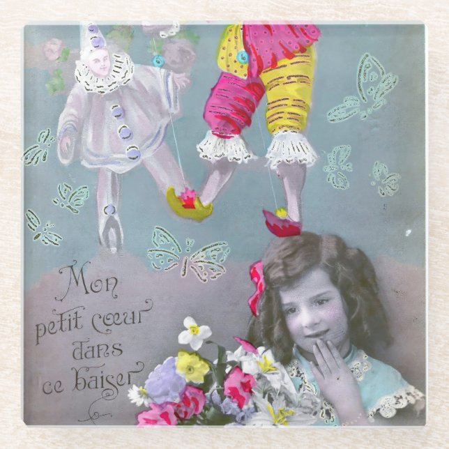 Mon petite coeur dans ce baiser 2 glass coaster (Front)