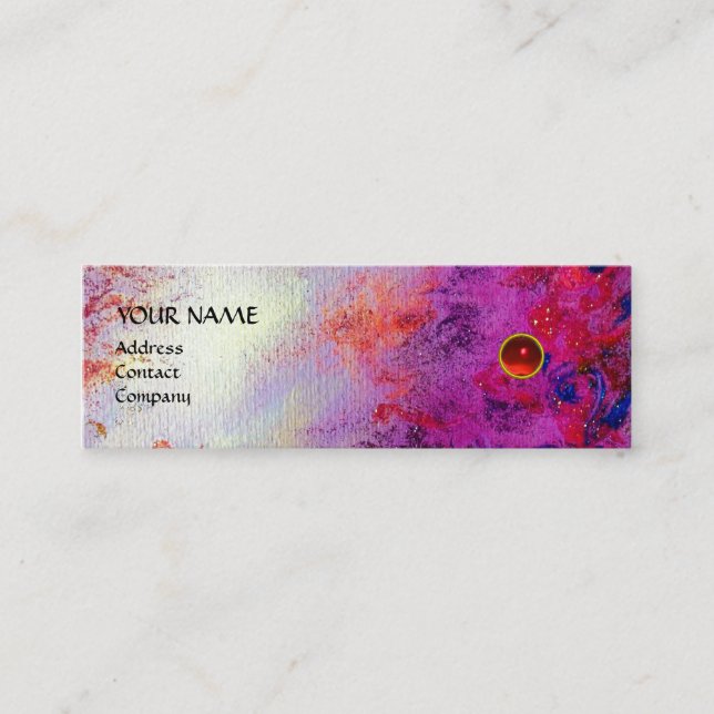 MON RUBY, AGATA , bright red violet grey pearl Mini Business Card (Front)