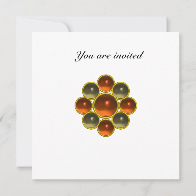 MON topaz agate white orange Invitation (Front)