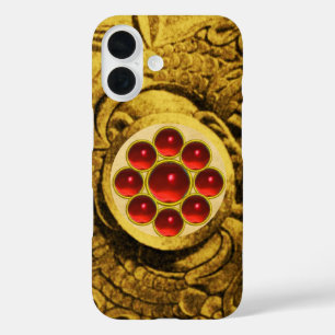 MON WITH RED RUBY GEMSTONS Gold Griffins iPhone 16 Case