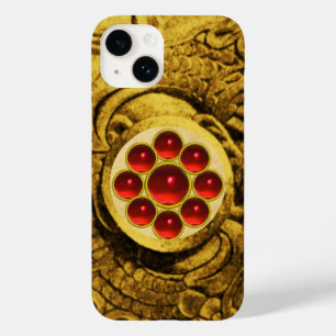 MON WITH RED RUBY GEMSTONS Gold Griffins Case-Mate iPhone 14 Case
