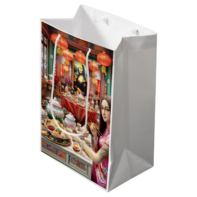 Mona eating China foods in China restaurant  Medium Gift Bag (Front Angled)