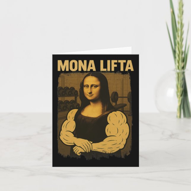 Mona Lifta Gym Workout Funny Mona Lisa Fitness Vin Card (Front)