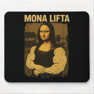 Mona Lifta Gym Workout Funny Mona Lisa Fitness Vin Mouse Mat