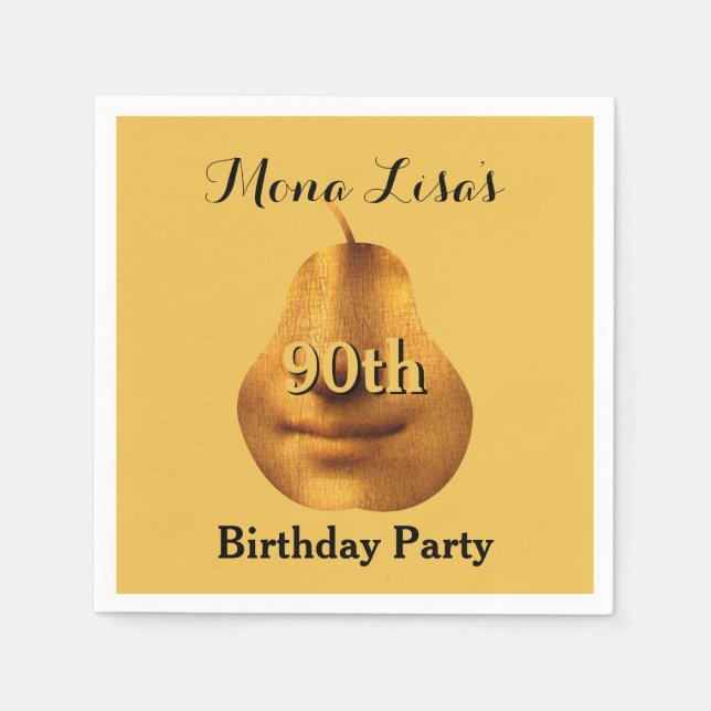 Mona Lisa 90th Birthday Party Paper Napkins (Front)