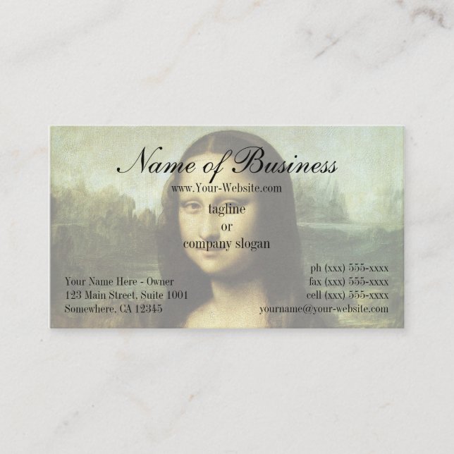 Mona Lisa (aka La Gioconda) by Leonardo da Vinci Business Card (Front)