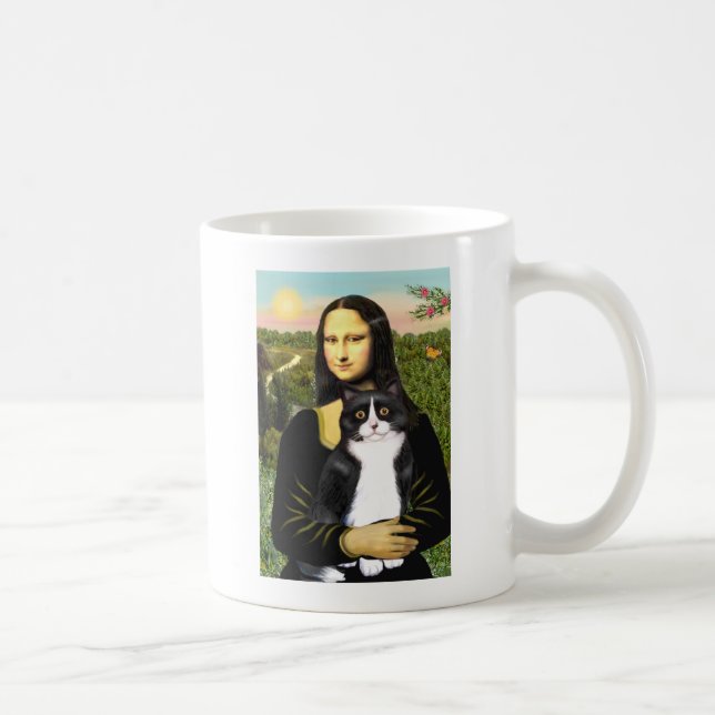 Mona Lisa - Am SH black and white cat Coffee Mug (Right)