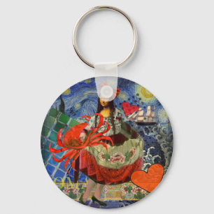 Mona Lisa and Crab Key Ring