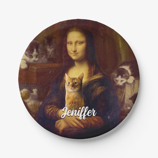 Mona Lisa and her cat                              Paper Plate (Front)