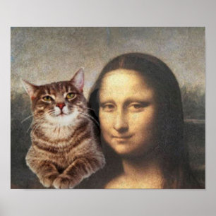 Mona Lisa and her cat Poster