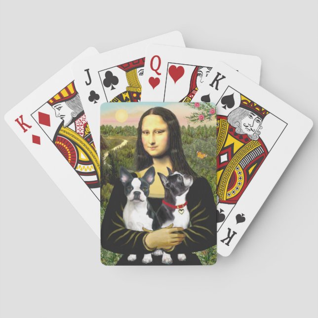Mona Lisa and her Two Boston Terriers Playing Cards (Back)