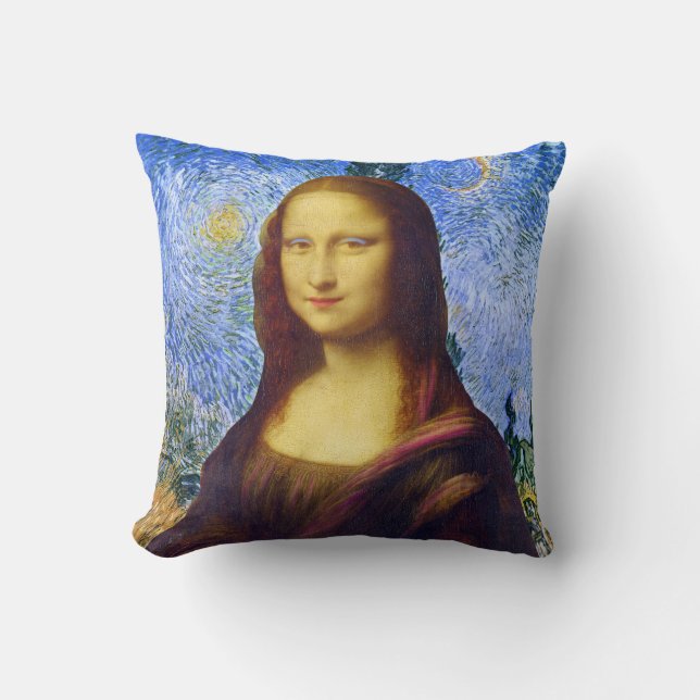 Mona Lisa and Van Gogh  Cushion (Front)
