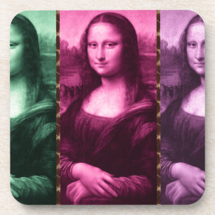 Mona Lisa Animal Print Green Pink Purple Coaster
