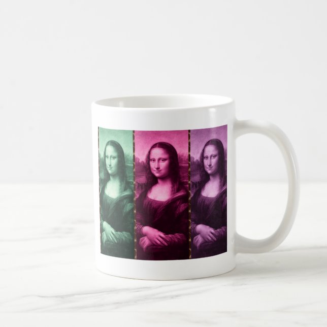 Mona Lisa Animal Print Green Pink Purple Coffee Mug (Right)