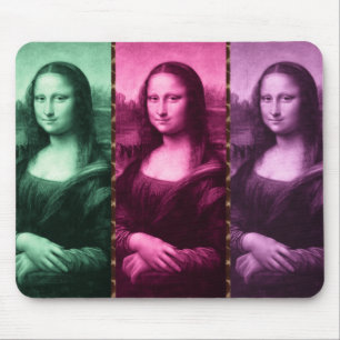 Mona Lisa Animal Print Green Pink Purple Mouse Mat