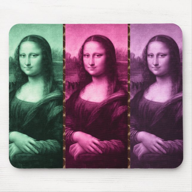 Mona Lisa Animal Print Green Pink Purple Mouse Mat (Front)