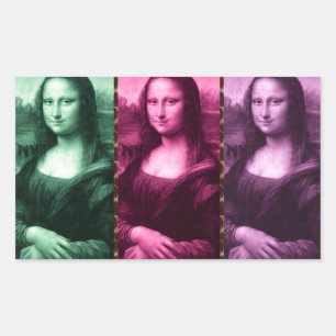Mona Lisa Animal Print Green Pink Purple Rectangular Sticker