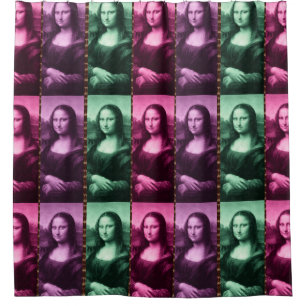 Mona Lisa Animal Print Green Pink Purple Shower Curtain