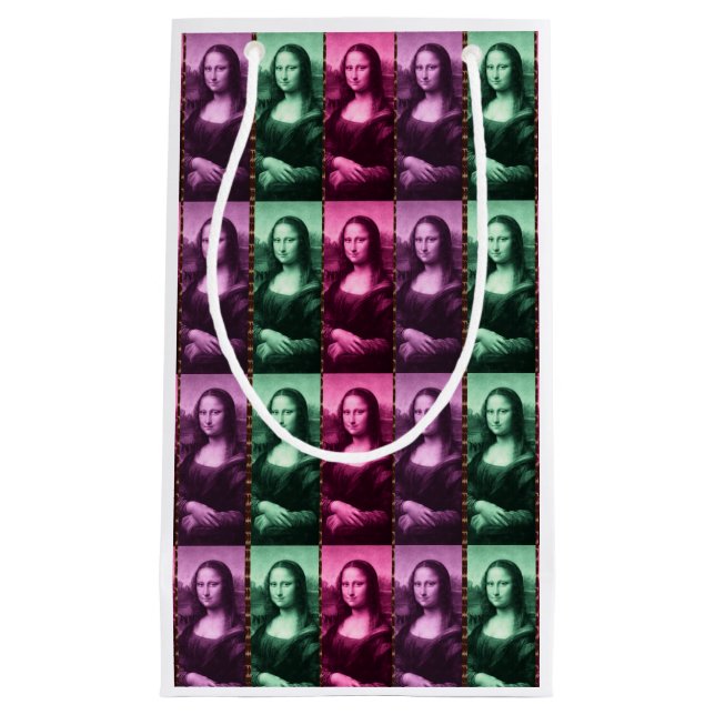 Mona Lisa Animal Print Green Pink Purple Small Gift Bag (Front)