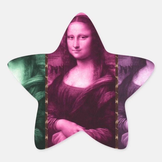 Mona Lisa Animal Print Green Pink Purple Star Sticker (Front)