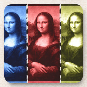 Mona Lisa Animal Print Primary Colors Coaster