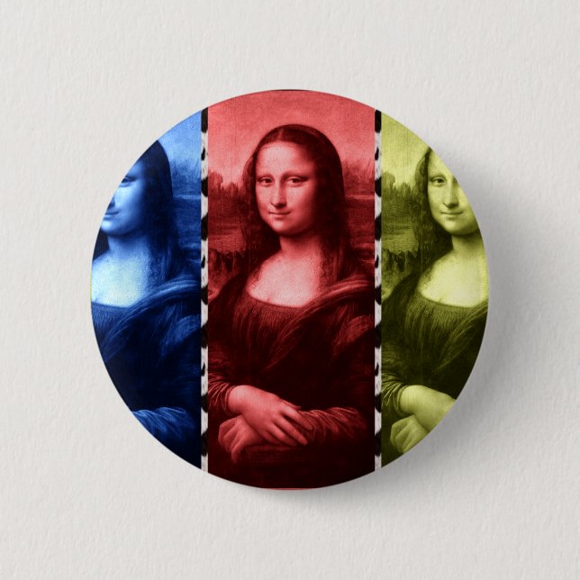 Mona Lisa Animal Print Primary Colours 6 Cm Round Badge (Front)