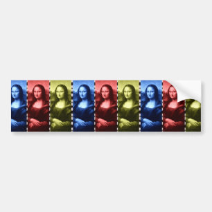 Mona Lisa Animal Print Primary Colours Bumper Sticker