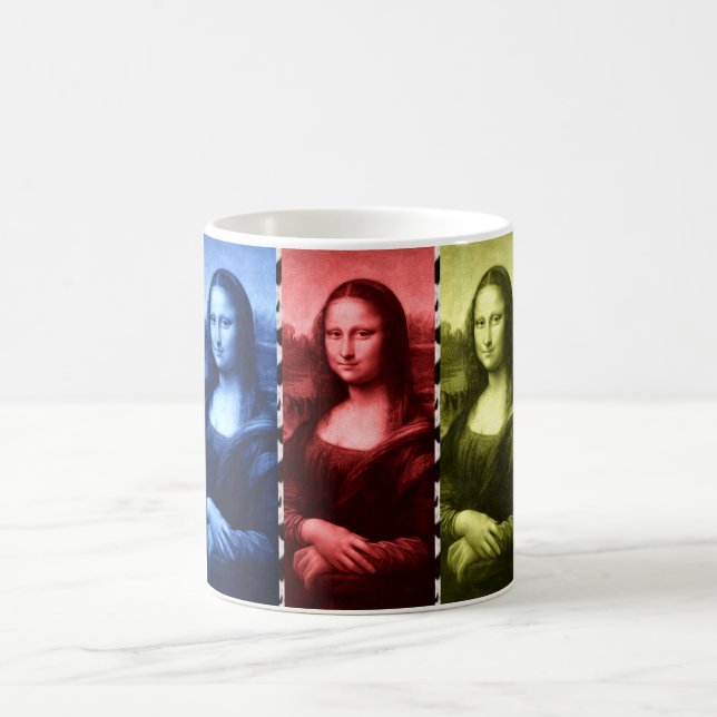 Mona Lisa Animal Print Primary Colours Coffee Mug (Center)