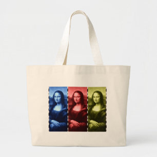 Mona Lisa Animal Print Primary Colours Large Tote Bag