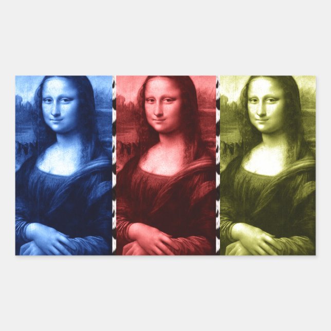 Mona Lisa Animal Print Primary Colours Rectangular Sticker (Front)
