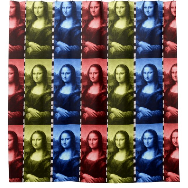 Mona Lisa Animal Print Primary Colours Shower Curtain (Front)