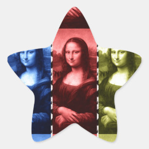 Mona Lisa Animal Print Primary Colours Star Sticker