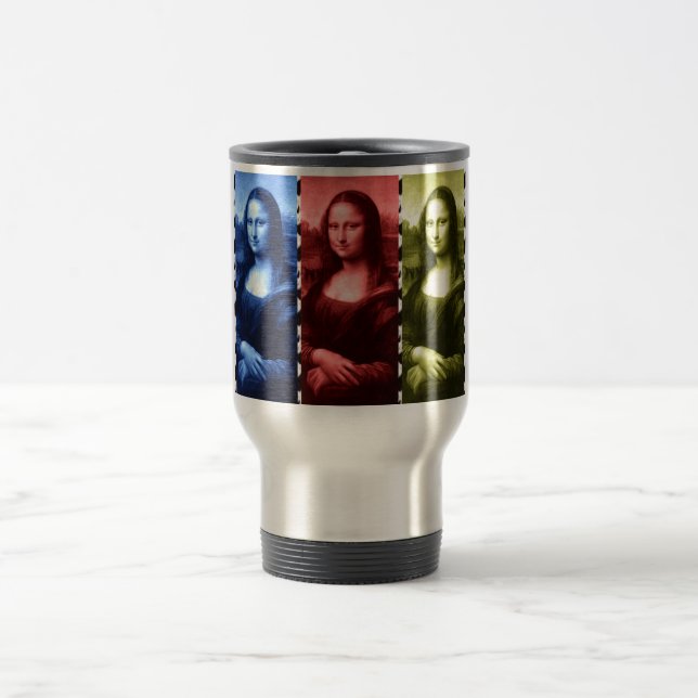 Mona Lisa Animal Print Primary Colours Travel Mug (Center)