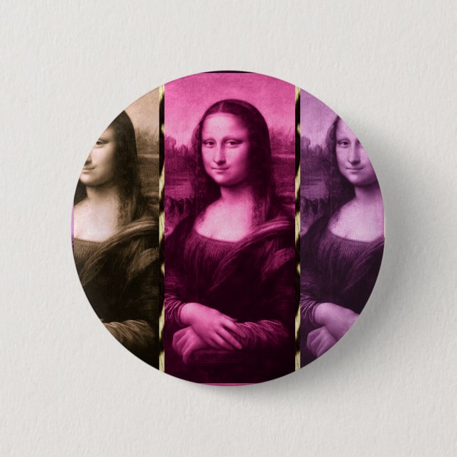 Mona Lisa Animal Print Purple Pink Chocolate 6 Cm Round Badge (Front)