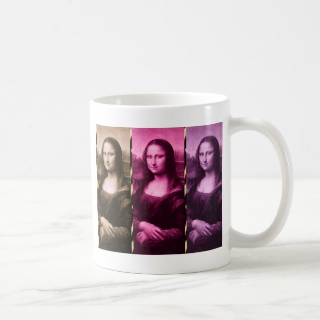Mona Lisa Animal Print Purple Pink Chocolate Coffee Mug (Right)