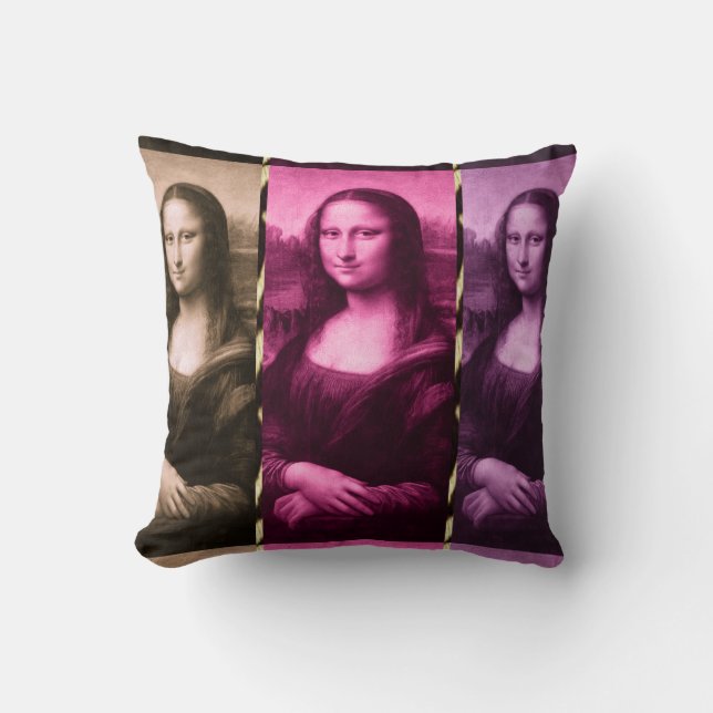 Mona Lisa Animal Print Purple Pink Chocolate Cushion (Front)