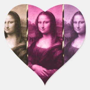 Mona Lisa Animal Print Purple Pink Chocolate Heart Sticker