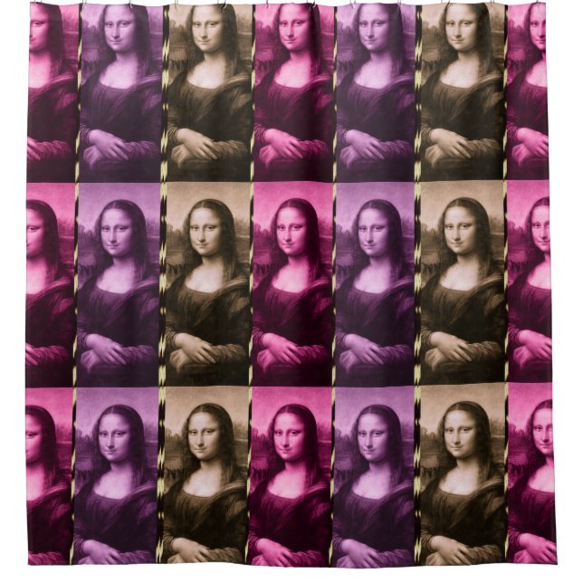 Mona Lisa Animal Print Purple Pink Chocolate Shower Curtain (Front)