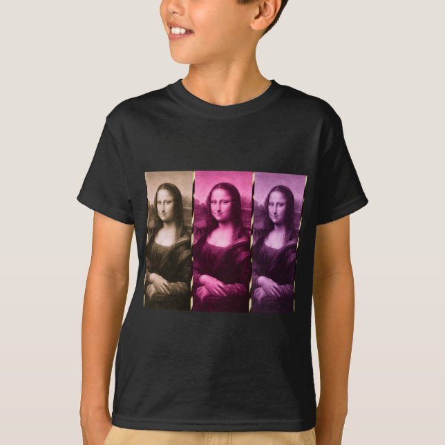 Mona Lisa Animal Print Purple Pink Chocolate T-Shirt (Front)